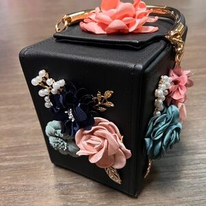 Milisente Women's Floral Evening Decorative Square Box Clutch Shoulder Bag NEW